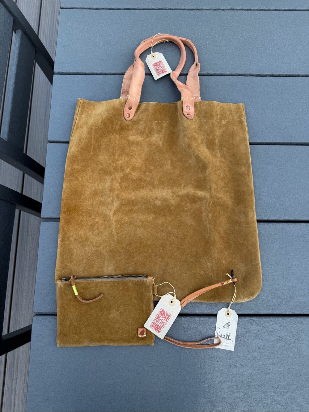 Satorisan Suede Tote Bag with Pouch & Key Ring - Picture 6 of 10